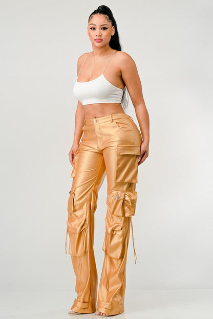 ATHINA FAMOUS PU LEATHER CARGO PANTS