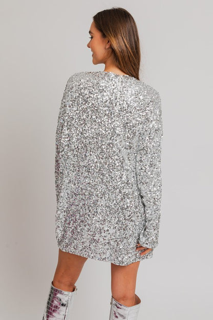 Long Sleeve Sequin Mini Dress