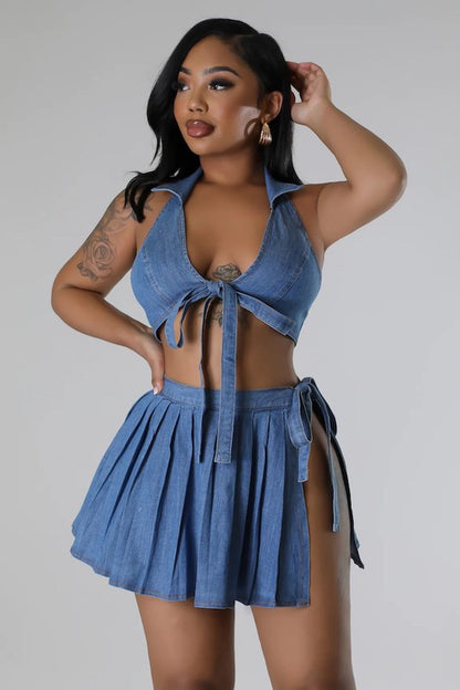 Jade Denim Set in Medium Blue