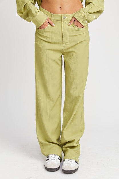 Contrast Stitching Straight Leg Pants