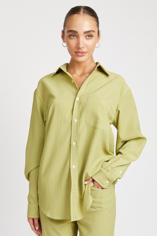 Contrasted Stitch Button Down Shirt