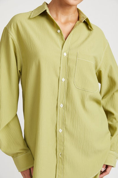 Contrasted Stitch Button Down Shirt