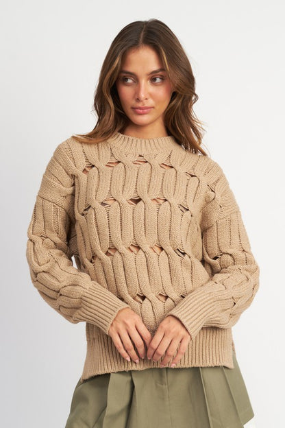 Open Knit Sweater w/ Slits