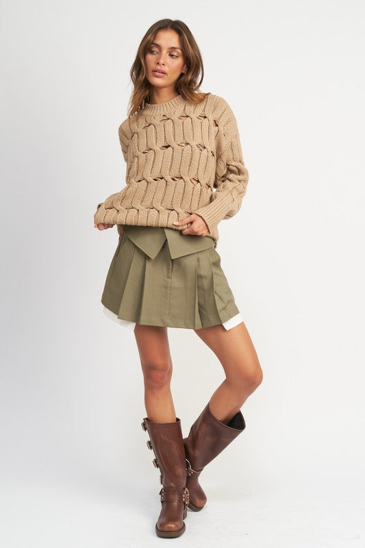 Open Knit Sweater w/ Slits