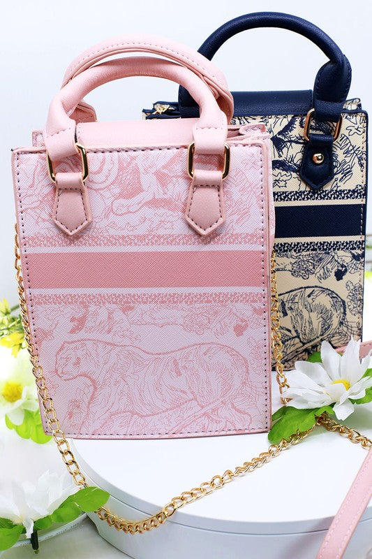 Vintage Printed Mini Handle Crossbody Bag BESTTO