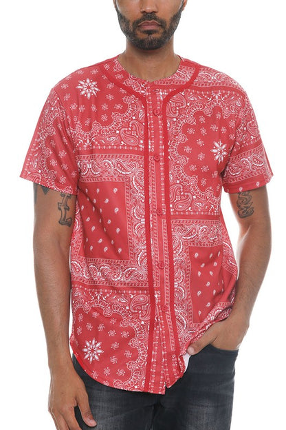 Bandana Print Baseball Men's Jersey