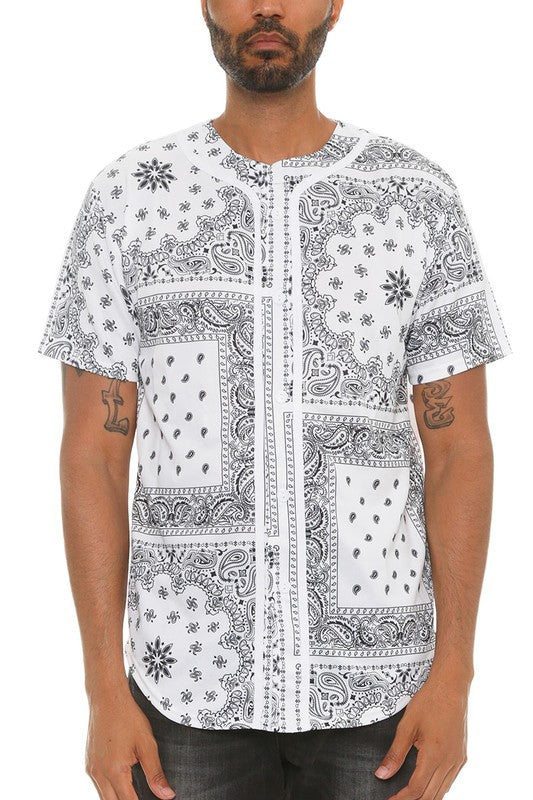 Bandana Print Baseball Men's Jersey