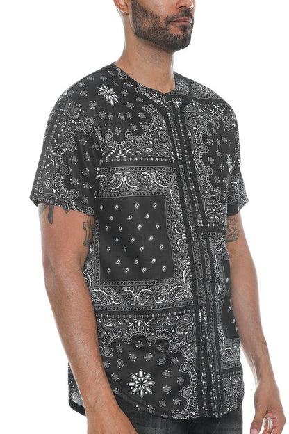 Bandana Print Baseball Men's Jersey