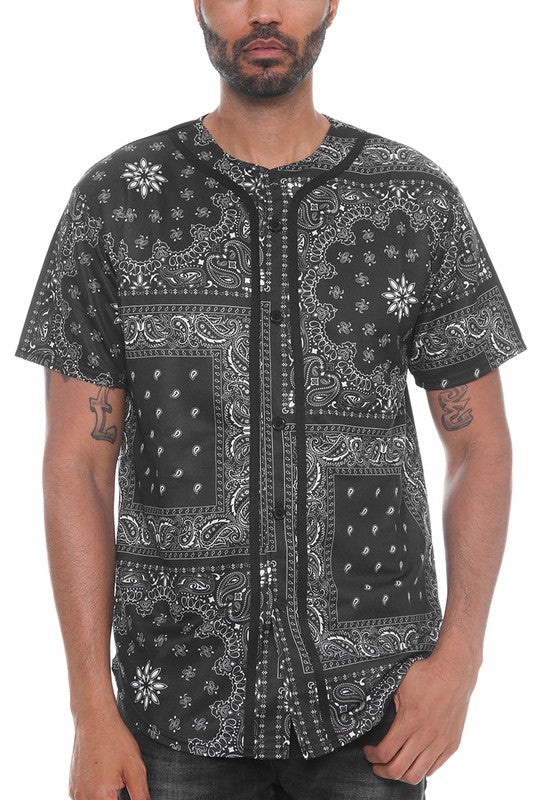 Bandana Print Baseball Men's Jersey