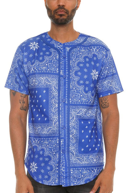 Bandana Print Baseball Men's Jersey