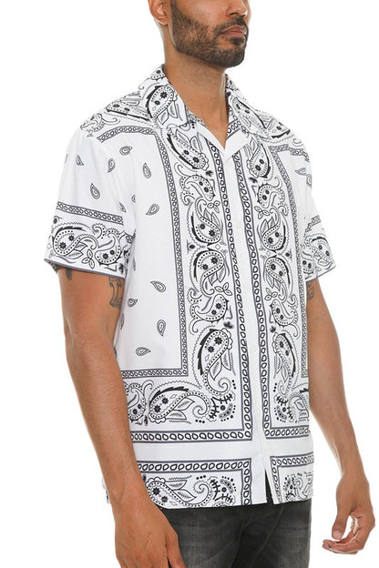 Men's Collared Print Button Down