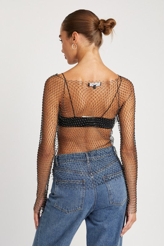 RHINESTONES NET TOP