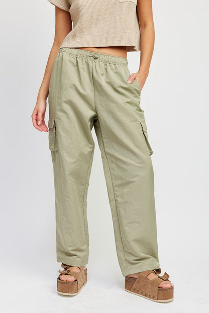 STRAIGHT LEG PANTS WITH ELASTIC WAIST BAND