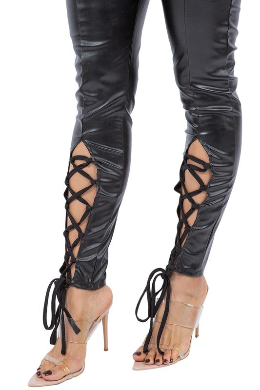 SEXY PU LEATHER 2PC PANTS SET