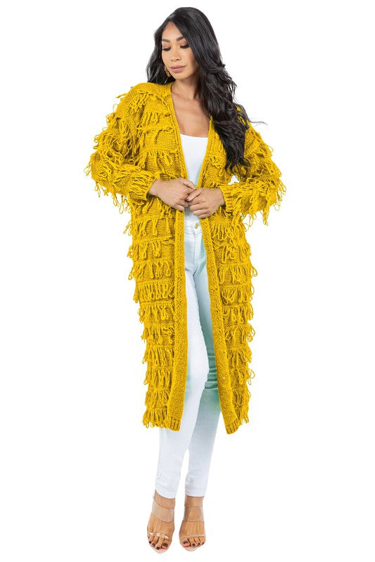 Ribbed Multi-Tassel Cardigan