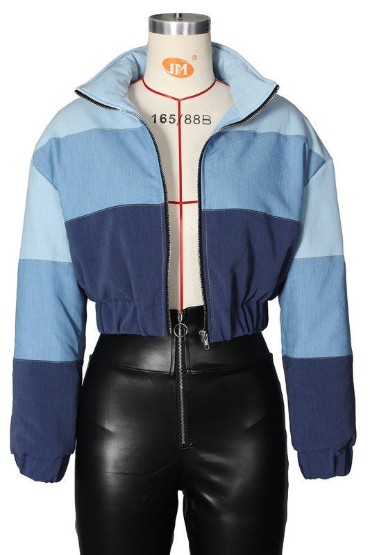 Multi-Fabri Bubble Puffer Jacket