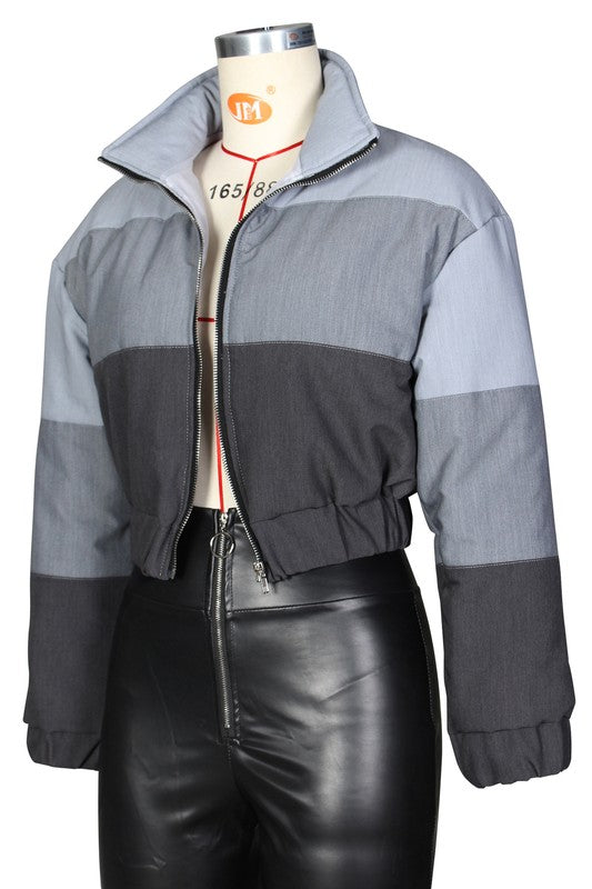 Multi-Fabri Bubble Puffer Jacket