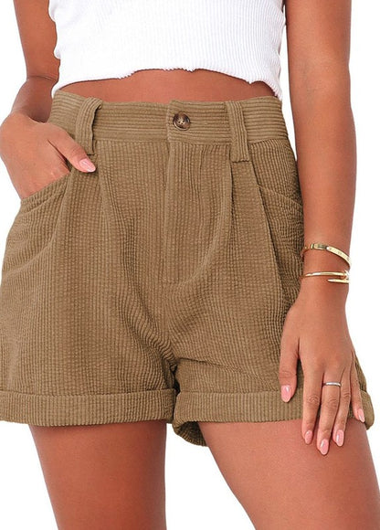 High waisted corduroy shorts