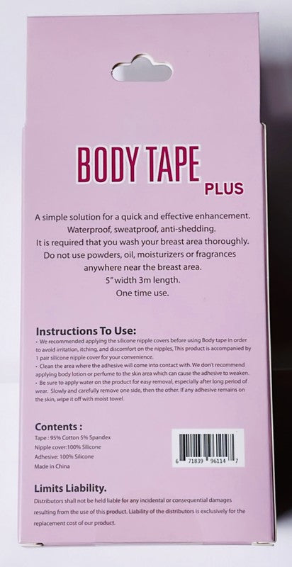 Plus size body tape with silicone nipple cover