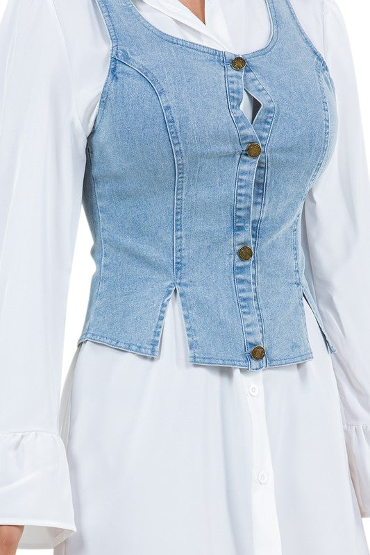 Denim and Linen Shirt Dress