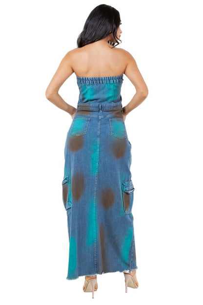 WOMEN FASHION DENIM LONG MAXI DRESS