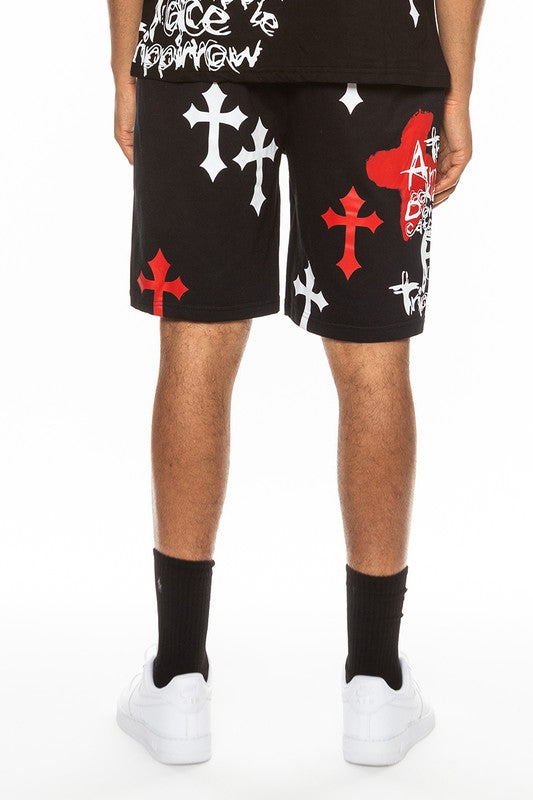 Weiv Men's Chrome Cross Skull Shorts