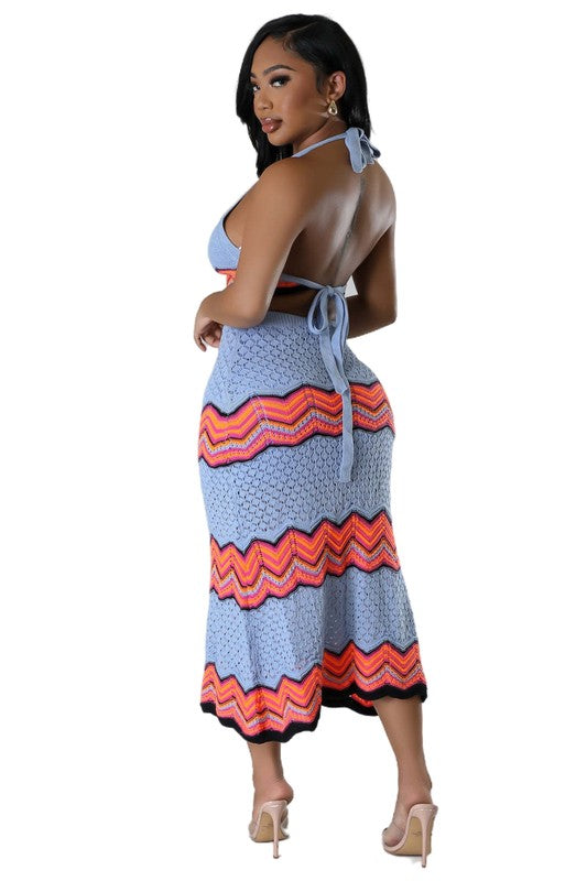 Pattern Crochet Skirt Set