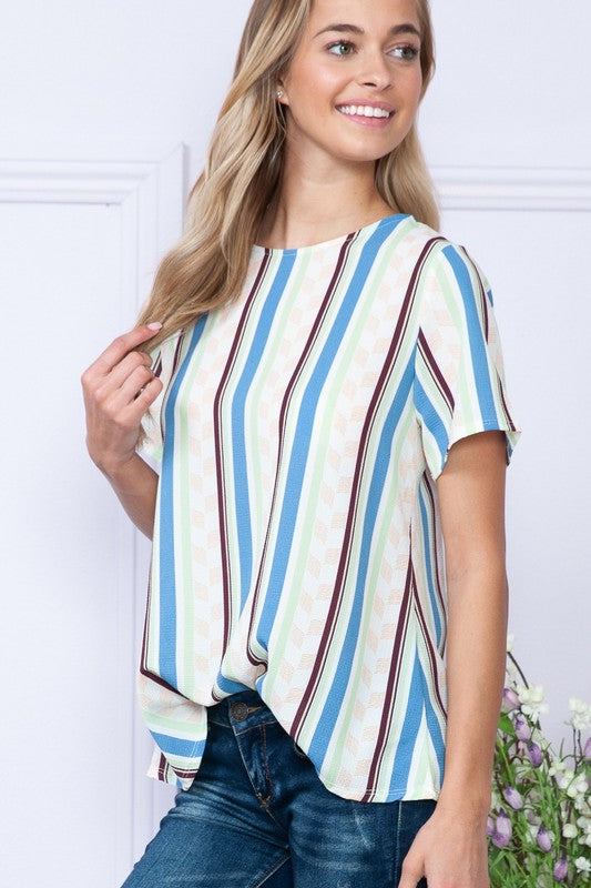 Gem Plus+ Stripe Short Sleeve Top