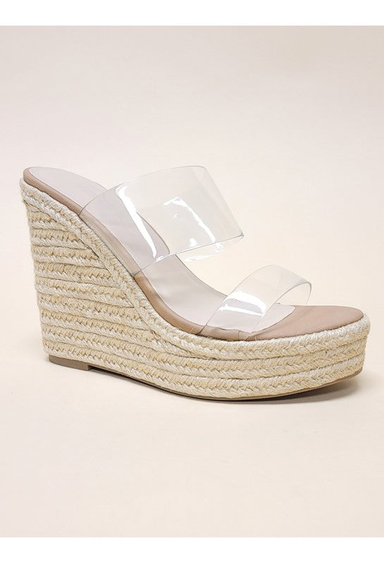 Big Fan Clear Wedge Heel