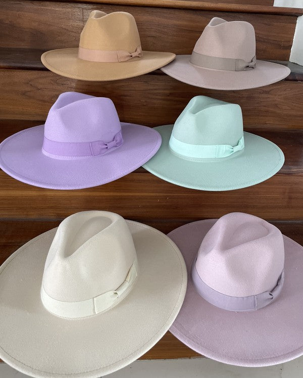 Wide brim panama hat in vegan felt LOVBAG