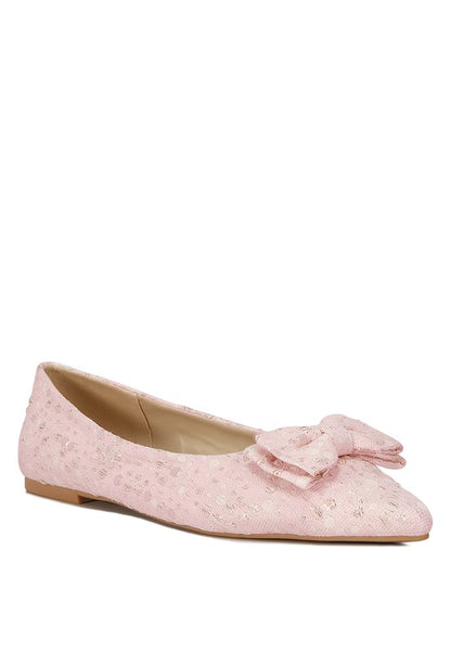 Cicely Jacquard Bow Embellished Ballet Flats