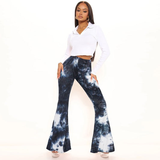 Tie Dye Print Bell Bottom Pants