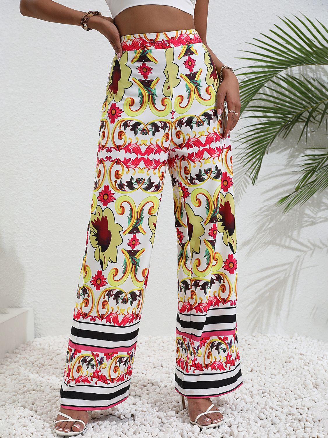 Printed High-Rise Wide Leg Pants Trendsi