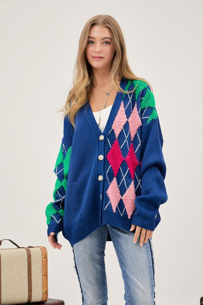 Plus+ V Neck Button Front Cardigan