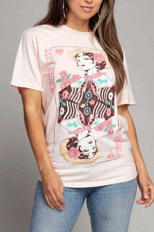 Wild West Queen of Hearts Cowgirl Graphic Top