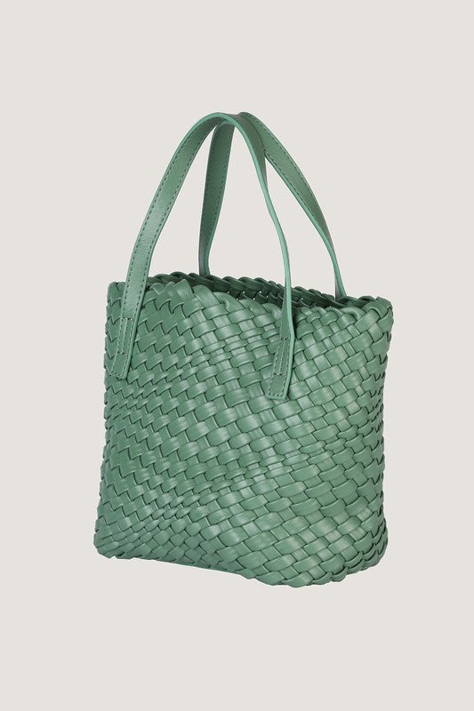 Textured PU Vegan Leather Woven Mini Bag