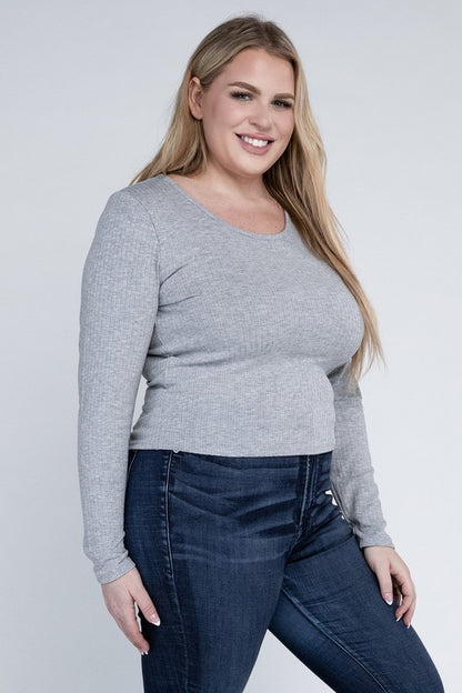 Plus+ Classic Ribbed Round Neck Long Sleeve