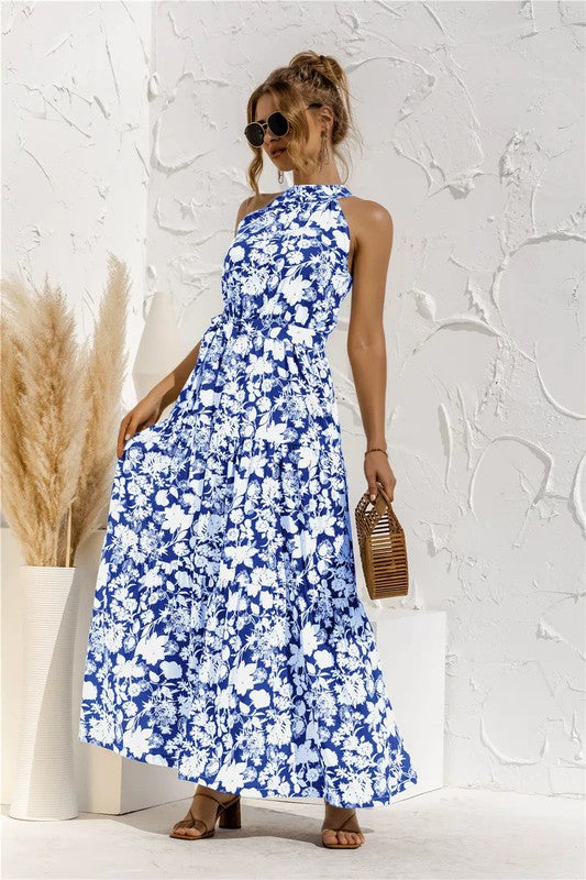 Patterned Halter Maxi Dress