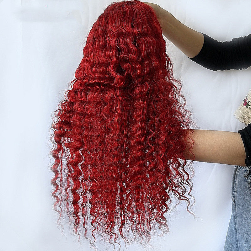 Red Deep Wave Human Hair Wig