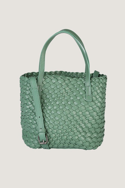 Textured PU Vegan Leather Woven Mini Bag