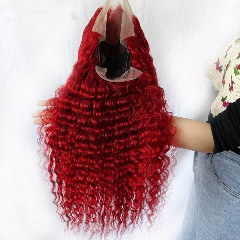 Red Deep Wave Human Hair Wig