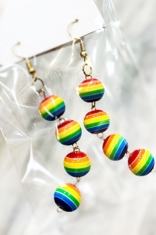 Rainbow Bead Drop Earrings