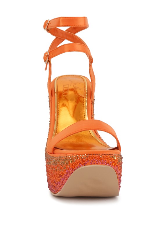 Richness Embellished High Wedge Sandals