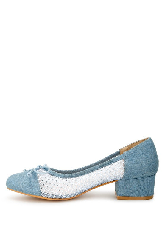 Tudum Rhinestone Detail Denim Ballerinas