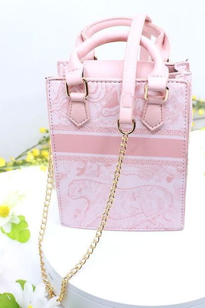 Vintage Printed Mini Handle Crossbody Bag BESTTO