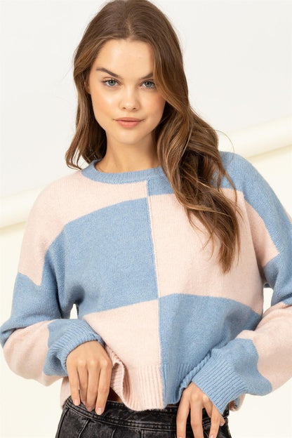 Modern Club Long Sleeve Color-Block Sweater