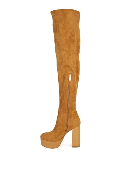 BUBBLE HIGH BLOCK HEELED OVER THE KNEE BOOTS