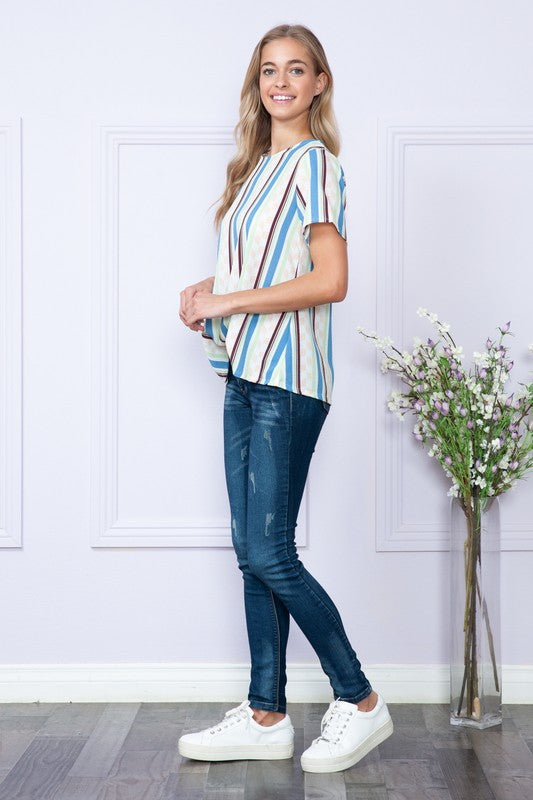 Gem Plus+ Stripe Short Sleeve Top