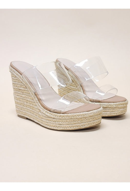 Big Fan Clear Wedge Heel