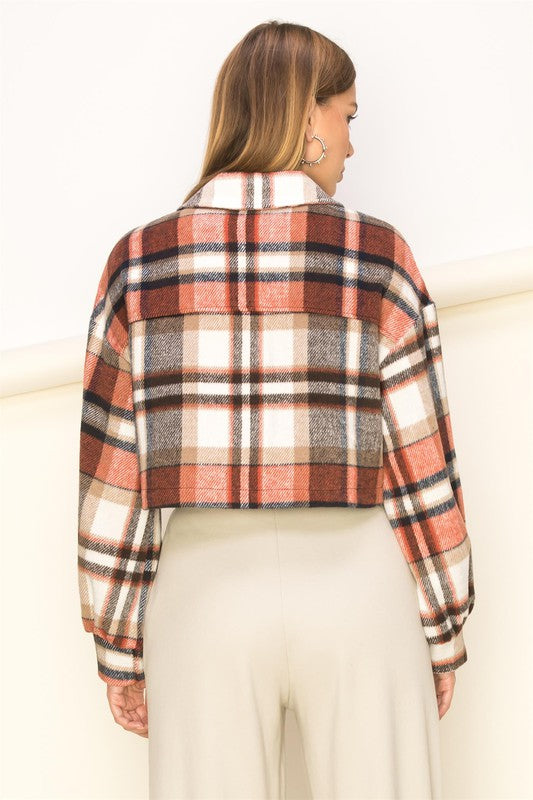 With the Wind Plaid-Print Crop Jacket